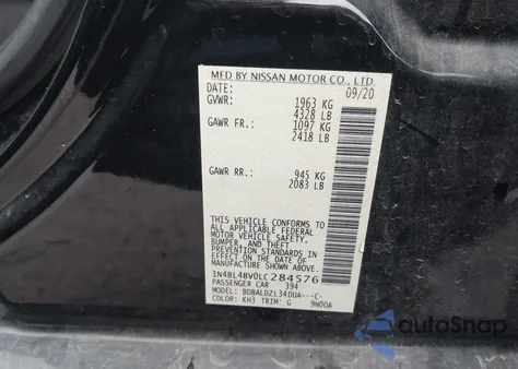 2020 Nissan Altima S Fwd from USA, damaged, VIN 1N4BL4BV0LC284576